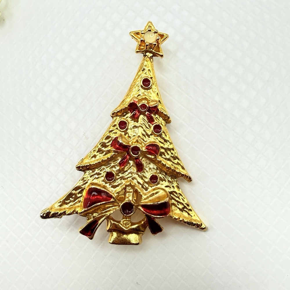 Vintage Holiday Brooches & Scatter Pins Lot of 6 Christmas Tree Wreaths - Picture 6 of 12